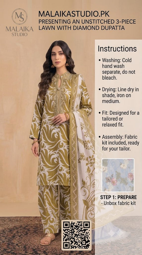 3 Piece Unstitched Suit By Al karam