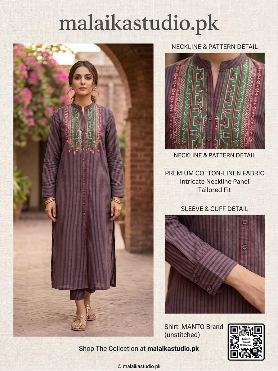 Manto Unstitched Single Piece Shirt – Premium Cotton Linen Fabric