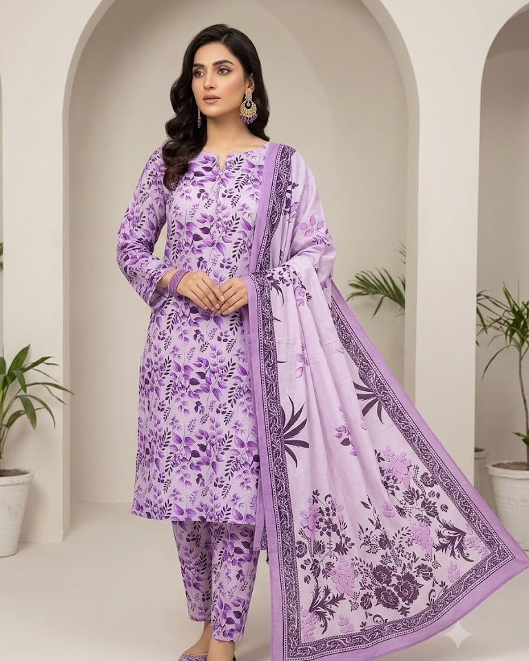 3 Piece Unstitched Suit By Al Karam