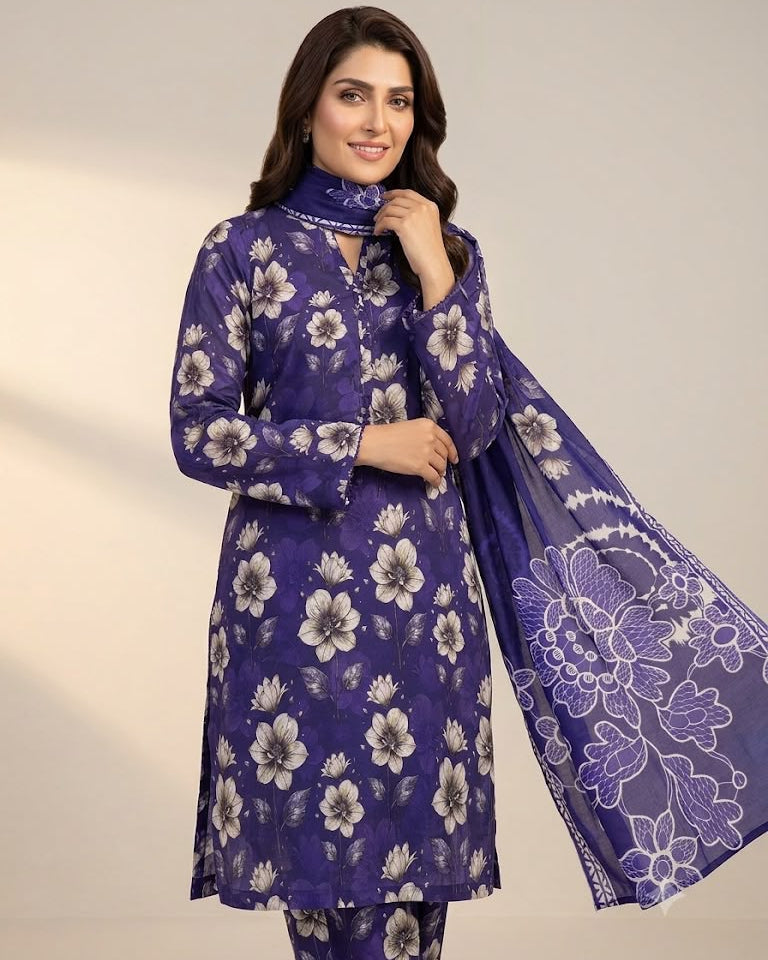 3Piece Unstitched Suit By Al Karam