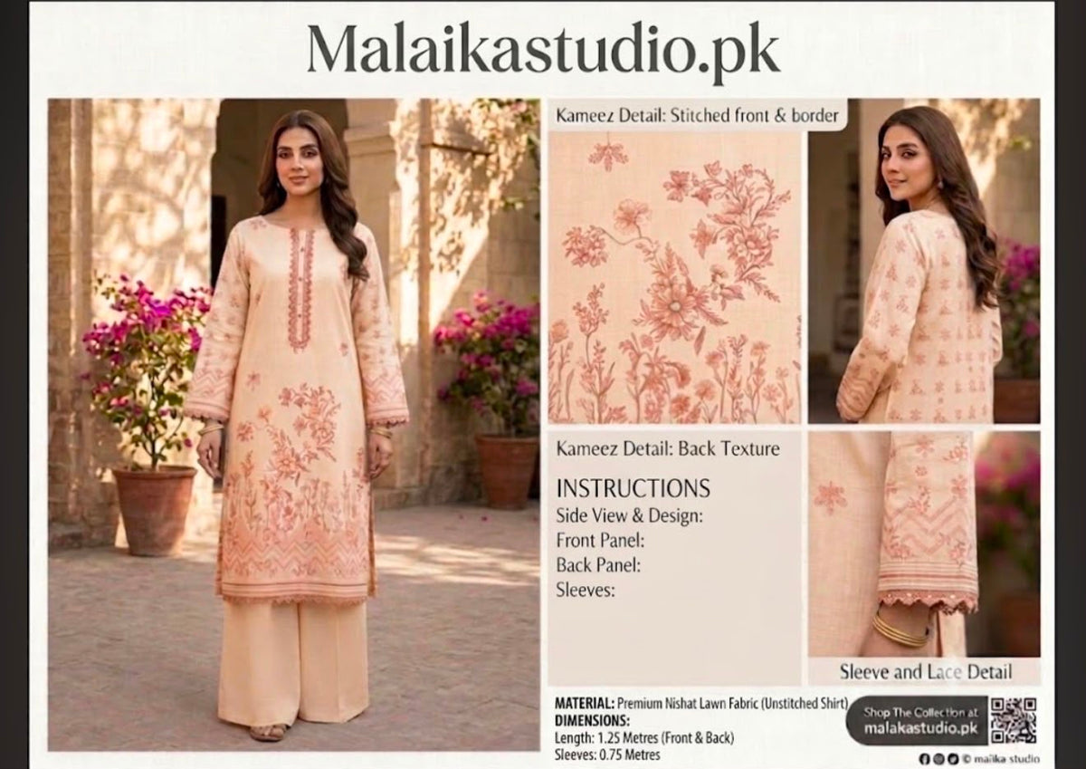 Nishat Premium Lawn Unstitched Single Piece Shirt – Printed Design